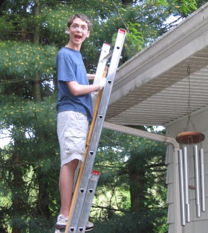 Harrison on the ladder