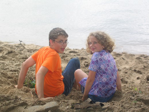 Harrison and Corinne in the sand